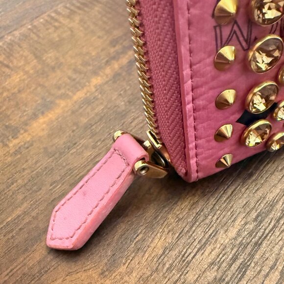 Rare Pink MCM Zip Around Studded Wallet - Picture 3 of 12